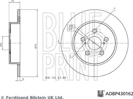 Blue Print ADBP430162 - Тормозной диск parts5.com