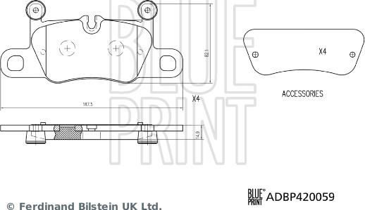 Blue Print ADBP420059 - Тормозные колодки, дисковые, комплект parts5.com