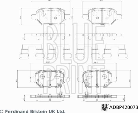 Blue Print ADBP420073 - Тормозные колодки, дисковые, комплект parts5.com