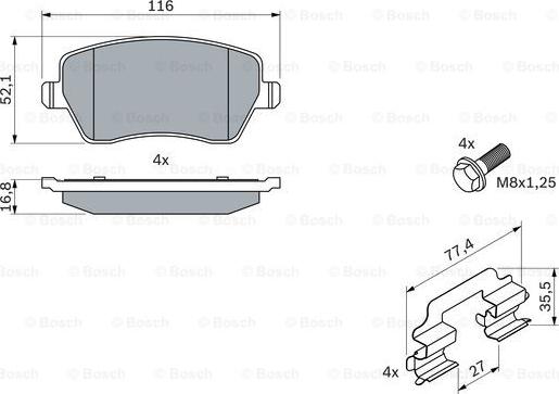 BOSCH 0 986 494 592 - Тормозные колодки, дисковые, комплект parts5.com