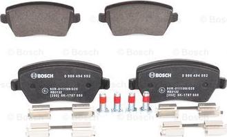 BOSCH 0 986 494 592 - Тормозные колодки, дисковые, комплект parts5.com