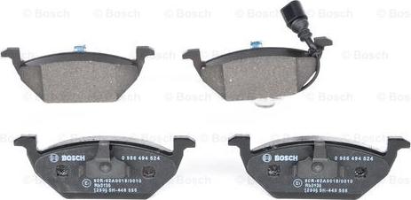 BOSCH 0 986 494 524 - Тормозные колодки, дисковые, комплект parts5.com