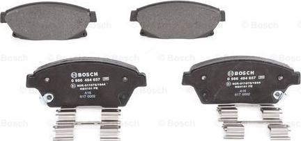 BOSCH 0 986 494 657 - Тормозные колодки, дисковые, комплект parts5.com