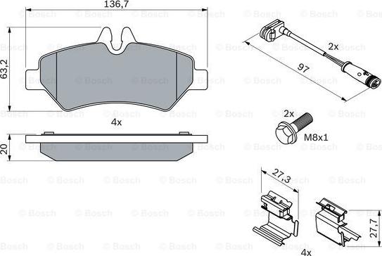 BOSCH 0 986 494 601 - Тормозные колодки, дисковые, комплект parts5.com