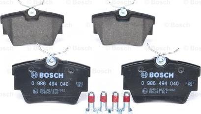 BOSCH 0 986 494 040 - Тормозные колодки, дисковые, комплект parts5.com