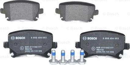 BOSCH 0 986 494 053 - Тормозные колодки, дисковые, комплект parts5.com