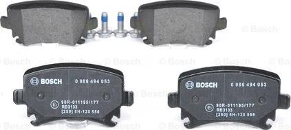 BOSCH 0 986 494 053 - Тормозные колодки, дисковые, комплект parts5.com