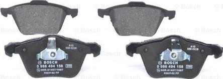 BOSCH 0 986 494 158 - Тормозные колодки, дисковые, комплект parts5.com