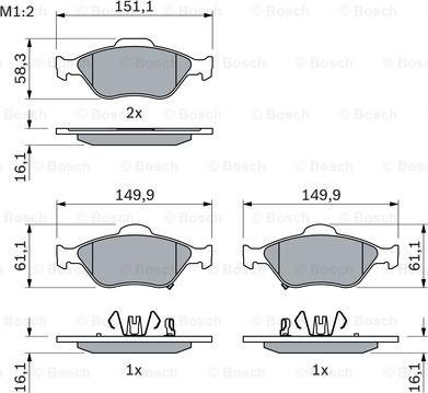 BOSCH 0 986 494 101 - Тормозные колодки, дисковые, комплект parts5.com