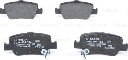 BOSCH 0 986 494 182 - Тормозные колодки, дисковые, комплект parts5.com