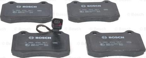 BOSCH 0 986 494 367 - Тормозные колодки, дисковые, комплект parts5.com