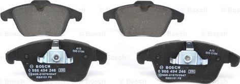 BOSCH 0 986 494 246 - Тормозные колодки, дисковые, комплект parts5.com