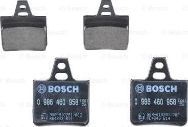 BOSCH 0 986 460 958 - Тормозные колодки, дисковые, комплект parts5.com