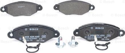 BOSCH 0 986 424 455 - Тормозные колодки, дисковые, комплект parts5.com