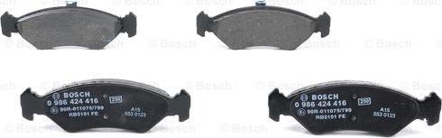 BOSCH 0 986 424 416 - Тормозные колодки, дисковые, комплект parts5.com