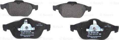 BOSCH 0 986 424 616 - Тормозные колодки, дисковые, комплект parts5.com