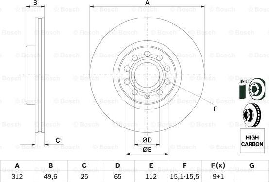 BOSCH 0 986 479 058 - Тормозной диск parts5.com