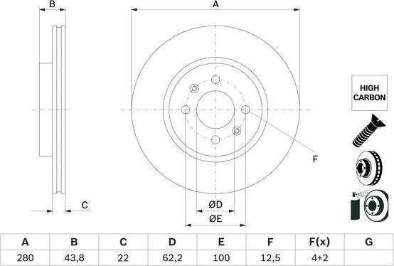 BOSCH 0 986 479 E98 - Тормозной диск parts5.com