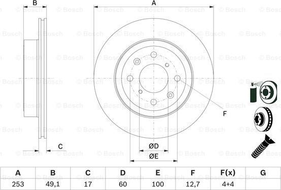 BOSCH 0 986 479 E75 - Тормозной диск parts5.com