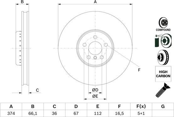 BOSCH 0 986 479 F60 - Тормозной диск parts5.com