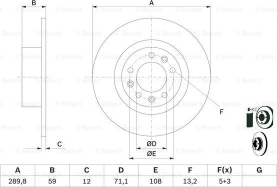 BOSCH 0 986 479 F08 - Тормозной диск parts5.com