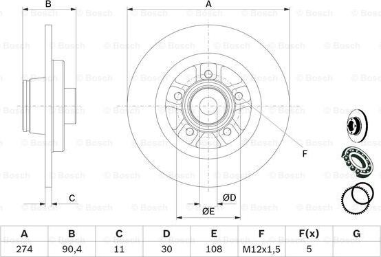 BOSCH 0 986 479 F30 - Тормозной диск parts5.com