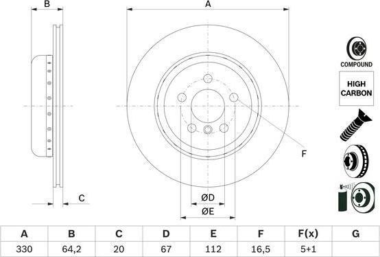 BOSCH 0 986 479 G15 - Тормозной диск parts5.com