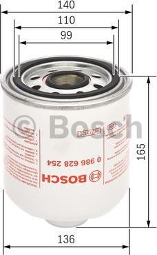 BOSCH 0 986 628 254 - Патрон осушителя воздуха, пневматическая система parts5.com