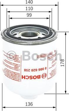 BOSCH 0 986 628 258 - Cartucho del secador de aire, sistema de aire comprimido parts5.com