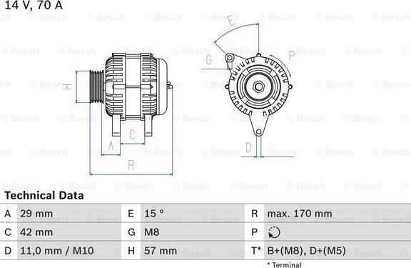 BOSCH 0 986 049 960 - Генератор parts5.com