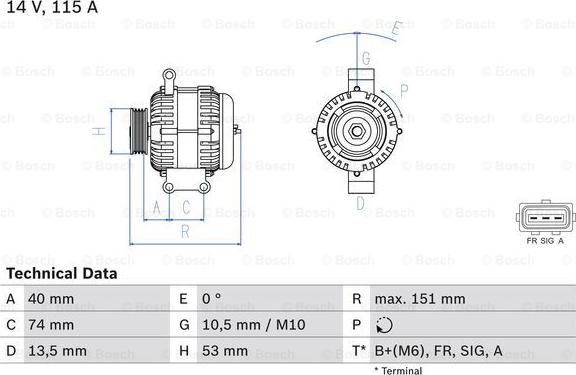 BOSCH 0 986 049 460 - Генератор parts5.com