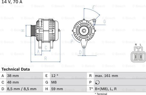 BOSCH 0 986 049 570 - Генератор parts5.com