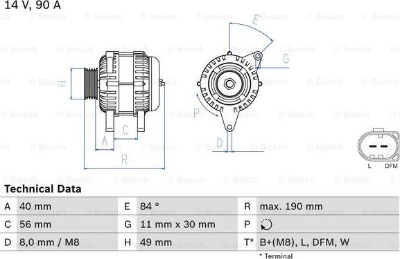 BOSCH 0 986 049 640 - Генератор parts5.com