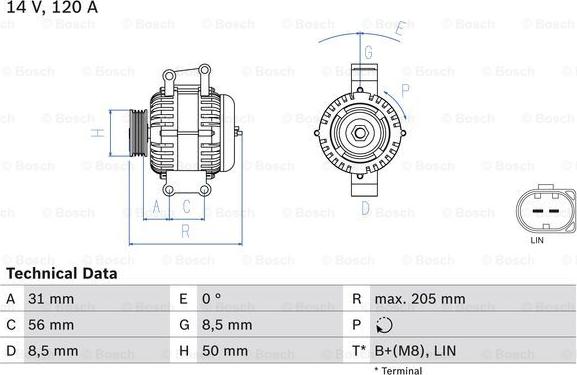 BOSCH 0 986 049 010 - Генератор parts5.com