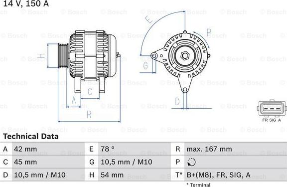 BOSCH 0 986 049 071 - Генератор parts5.com