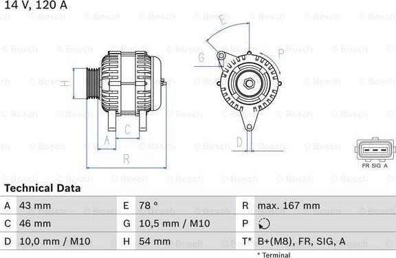 BOSCH 0 986 049 171 - Генератор parts5.com