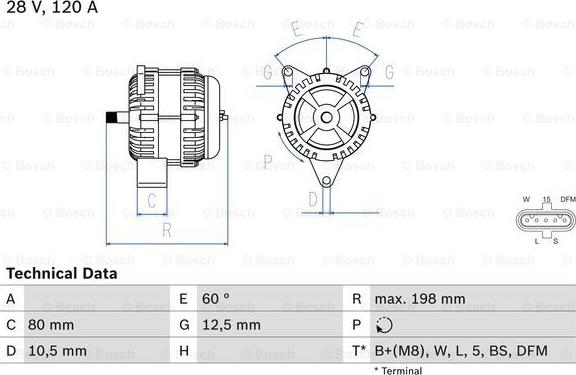 BOSCH 0 986 049 820 - Генератор parts5.com