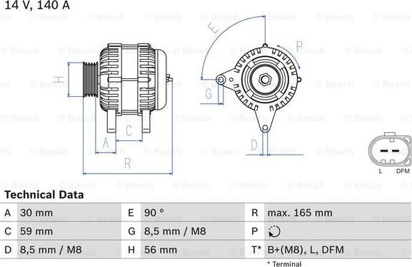 BOSCH 0 986 044 460 - Генератор parts5.com