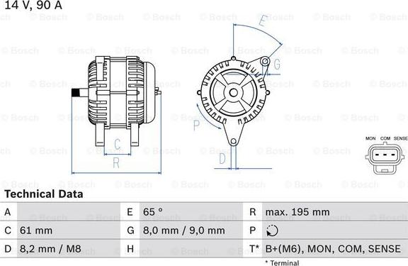 BOSCH 0 986 044 651 - Генератор parts5.com