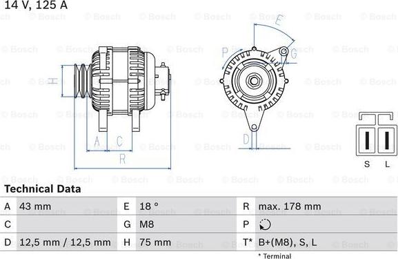 BOSCH 0 986 045 611 - Генератор parts5.com