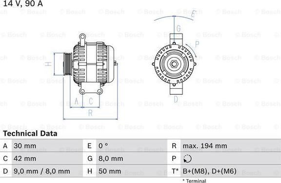 BOSCH 0 986 045 181 - Генератор parts5.com