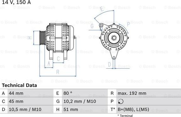 BOSCH 0 986 046 511 - Генератор parts5.com