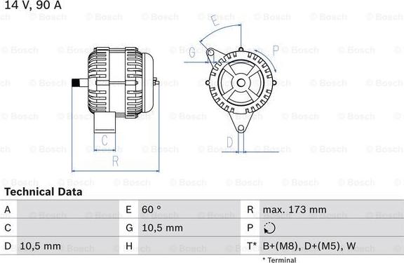 BOSCH 0 986 046 000 - Генератор parts5.com