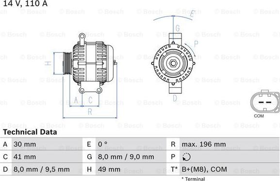 BOSCH 0 986 046 130 - Генератор parts5.com