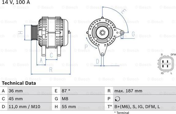 BOSCH 0 986 046 120 - Генератор parts5.com