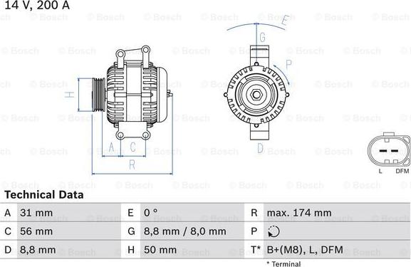 BOSCH 0 986 046 340 - Генератор parts5.com