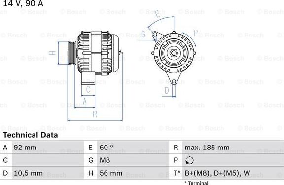 BOSCH 0 986 040 180 - Генератор parts5.com