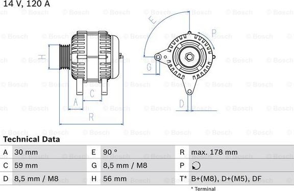 BOSCH 0 986 040 350 - Генератор parts5.com