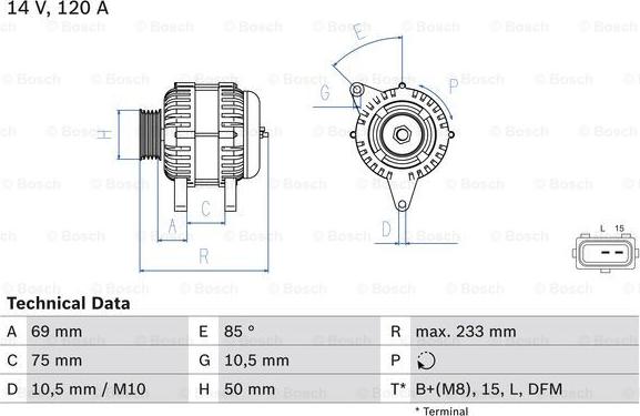 BOSCH 0 986 041 810 - Генератор parts5.com