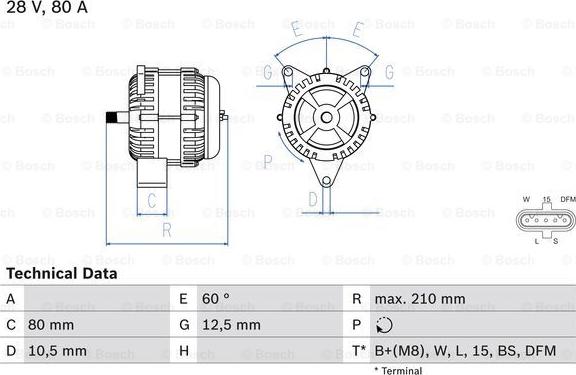 BOSCH 0 986 048 100 - Генератор parts5.com